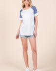 Stripe Combo Short Sleeve Top