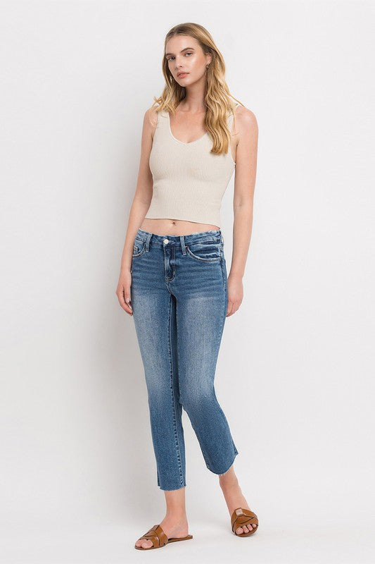 VERVET by Flying Monkey Mid Rise Crop Slim Straight Jeans