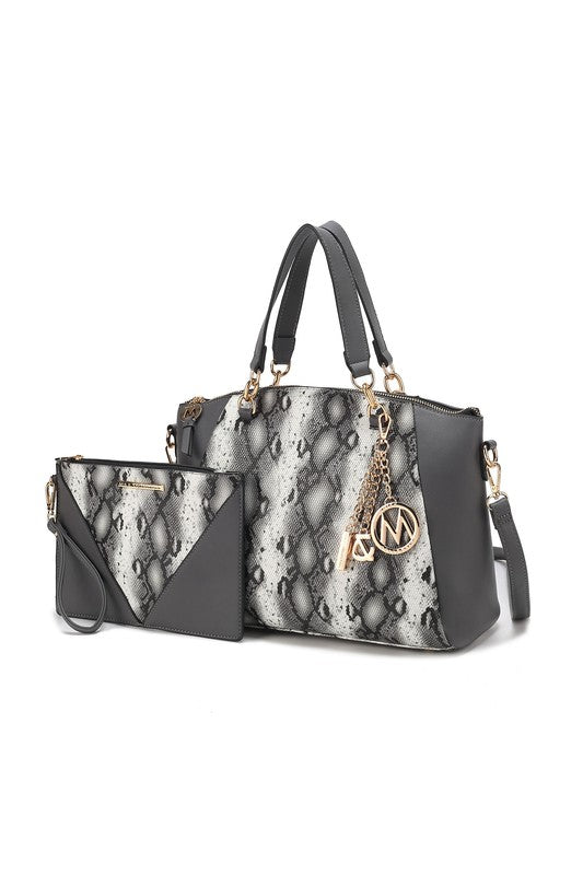 MKF Addison Snake Embossed Tote Bag and Wallet Mia