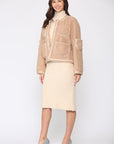 Judy Sherpa Jacket with Braided Ribbon Trim