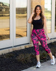 Julia Rose Pink and Black Tie Dye CAPRI with POCKETS