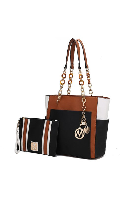 MKF Rochelle Color Block Tote with Wristlet Mia K