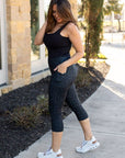 Julia Rose Black Leopard CAPRI with POCKETS