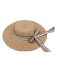 Houndstooth Ribbon Bow Straw Sun Hat