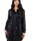 Sexy Sequin Shirt Dress by Claude