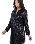 Sexy Sequin Shirt Dress by Claude