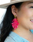 Palm Earrings - Hot Pink