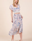 Ruffle Bottom Floral Print Skirt