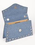 Studded Top Handle Denim Swing Bag