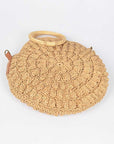 Wooden Handle Crochet Straw Circle Bag