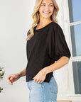 Lace Overlay Puff Sleeve Top