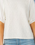 Lace Overlay Puff Sleeve Top