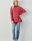 Felisa Knit Top with Ribbed Mock Neck