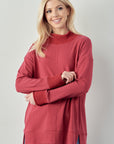 Felisa Knit Top with Ribbed Mock Neck