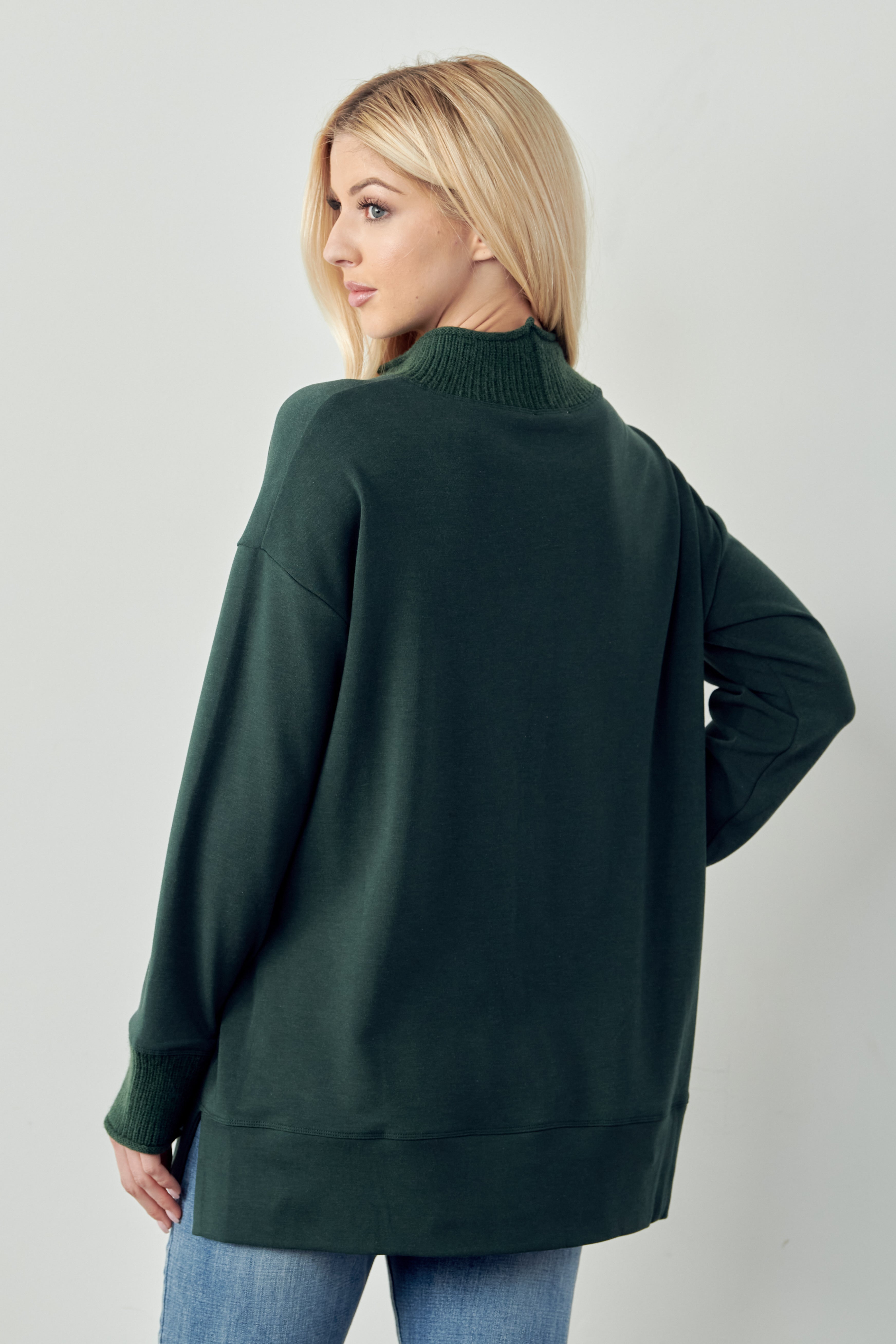 Felisa Knit Top with Ribbed Mock Neck