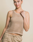 Love Tree Sleeveless Open Knit Crop Top