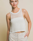 Love Tree Sleeveless Open Knit Crop Top