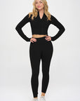 OTOS Active Seamless Ribbed Tracksuit Zip-up Two-Piece Set