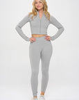 OTOS Active Seamless Ribbed Tracksuit Zip-up Two-Piece Set