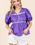 GeeGee Piping Detail Babydoll Top