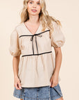 GeeGee Piping Detail Babydoll Top