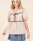 GeeGee Piping Detail Babydoll Top