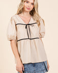 GeeGee Piping Detail Babydoll Top