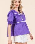 GeeGee Piping Detail Babydoll Top