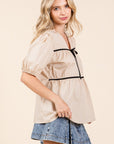 GeeGee Piping Detail Babydoll Top