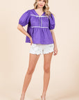 GeeGee Plus Piping Detail Babydoll Top