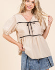 GeeGee Piping Detail Babydoll Top