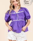 GeeGee Plus Piping Detail Babydoll Top