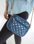 Emma Quilted Crossbody Bag with Gold Chain Strap