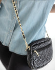 Emma Quilted Crossbody Bag with Gold Chain Strap