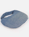 Micro Studs Convertible Denim Hobo Bag