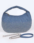 Micro Studs Convertible Denim Hobo Bag