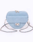 Denim Heart Shape Crossbody Swing Bag