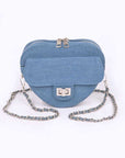 Denim Heart Shape Crossbody Swing Bag