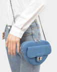 Denim Heart Shape Crossbody Swing Bag