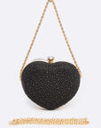 Rhinestone Pave Heart Shape Convertible Clutch