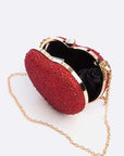 Rhinestone Pave Heart Shape Convertible Clutch