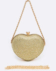 Rhinestone Pave Heart Shape Convertible Clutch