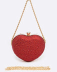 Rhinestone Pave Heart Shape Convertible Clutch