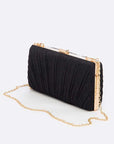 Metallic Pleated Bridal Party Box Clutch