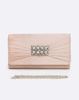 Crystal Accent Satin Pleated Clutch Bag