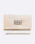 Crystal Accent Satin Pleated Clutch Bag