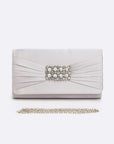 Crystal Accent Satin Pleated Clutch Bag