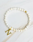 Freshwater Pearl Initial Charm Bracelet