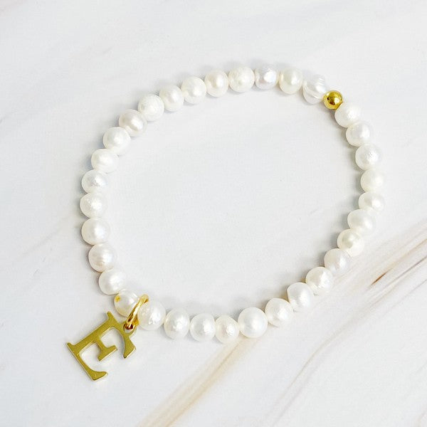 Freshwater Pearl Initial Charm Bracelet