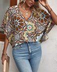 V-Neck Patterned Blouse